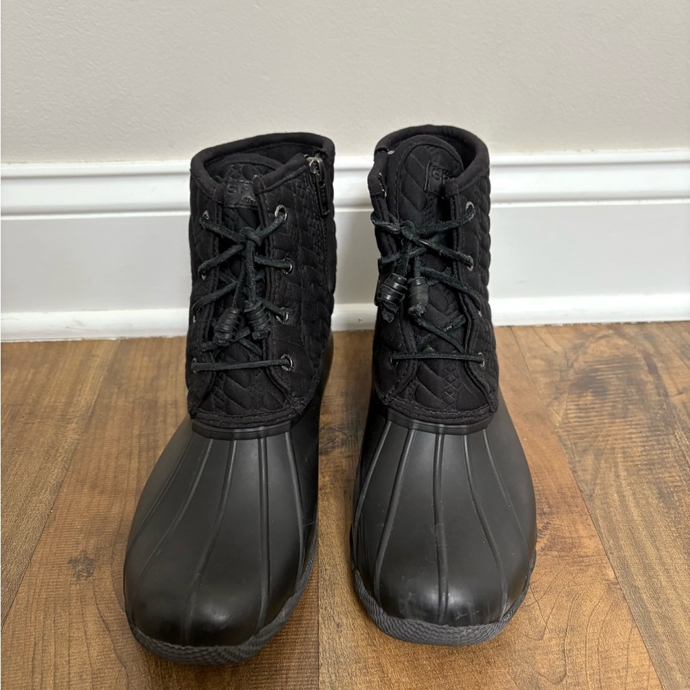Sperry Women’s Black Quilted Rubber Boots  Duck Women’s Size 7.5